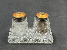 Antigo Agitador de Sal e Pimenta Esmaltado Laranja Esterlina Assinado com 3 Coroas comprar usado  Enviando para Brazil