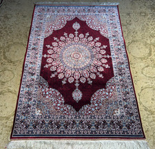 Tapete de seda 3 x 5 pés alta qualidade vermelho escuro design oriental tapete para sala de estar comprar usado  Enviando para Brazil