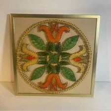 Broche de arte geométrico floral mandala década de 1970 com moldura de parede comprar usado  Enviando para Brazil