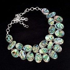 Colar grande feito à mão de pedra preciosa concha Abalone 105 gms LBN-6960 comprar usado  Enviando para Brazil