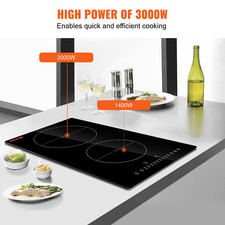 Cooktop elétrico VEVOR, 2 queimadores, fogão de indução de 12 pol., magnético embutido comprar usado  Enviando para Brazil