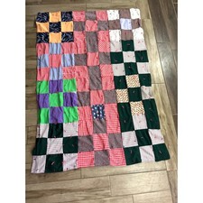 Usado, Colcha de retalhos colorida vintage feita à mão decoração de parede 64 x 44 reversível década de 1970 comprar usado  Enviando para Brazil