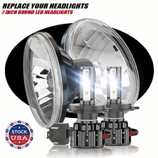 Farol de vidro led redondo 7" polegadas, aparência clássica original conversão par cromado comprar usado  Enviando para Brazil