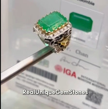Lindo anel masculino verde esmeralda anel real para homens prata esterlina pura 925 comprar usado  Enviando para Brazil