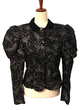 Camisa feminina vintage Scott McClintock veludo preto 10 mangas folhadas formal vitoriana, usado comprar usado  Enviando para Brazil