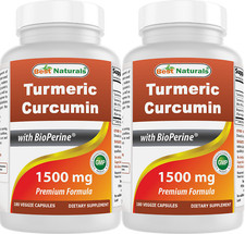 Pacote com 2 cápsulas vegetarianas Best Naturals curcumina açafrão 1500mg 180 comprar usado  Enviando para Brazil