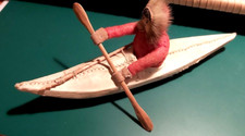 Antigo Caiaque, remo, lança e esquimó de madeira escondido animal esquimó inuit feito à mão, usado comprar usado  Enviando para Brazil