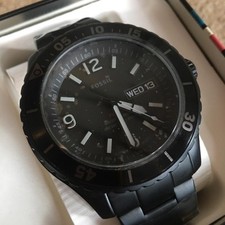FOSSIL FS 5688 RELÓGIO ESPORTIVO DATA DIA 10ATM PRETO AÇO INOXIDÁVEL LATA FB-02 NOVO comprar usado  Enviando para Brazil