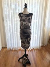 Vestido de festa feminino BASTYAN preto cinza branco estampa de flores jersey lápis tamanho EUA 6 comprar usado  Enviando para Brazil