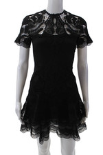 Vestido Jonathan Simkhai Feminino Crochê Manga Curta Linha A Camadas Preto Tamanho 0, usado comprar usado  Enviando para Brazil