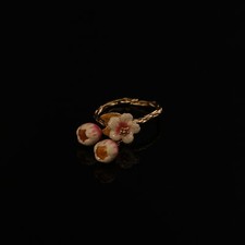 Anel de tulipa rosa amarelo esmalte pintado à mão moda vintage medieval alto sentido comprar usado  Enviando para Brazil