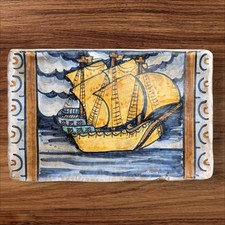 Vintage SACA CASTELLI ITALIANO Pintado à Mão Majólica Cerâmica ITÁLIA Telha Arte em Pedra comprar usado  Enviando para Brazil