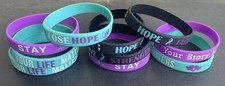 10 pulseiras de conscientização sobre prevenção do suicídio silicone macio roxo e azul-petróleo como mostrado comprar usado  Enviando para Brazil