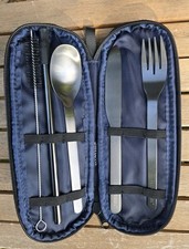 Juego de cubiertos de viaje premium de 4 piezas | Cuchillo portátil tenedor cuchara acero inoxidable nuevo segunda mano  Embacar hacia Mexico