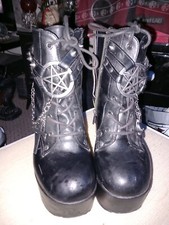 Demonia black leather for sale  BIRMINGHAM