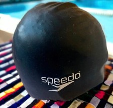 Boné de natação SPEEDO vintage feminino preto logotipo sem alças novo, usado comprar usado  Enviando para Brazil
