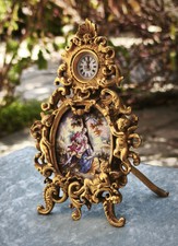 EXTREMAMENTE RARO LINDO RELÓGIO DE MESA ESCOLAR VIENENSE EM METAL DOURADO, FUNCIONANDO!!! comprar usado  Enviando para Brazil