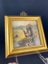 Aquarela vitoriana antiga cabana de banho à beira-mar cavalo respingando na moldura, usado comprar usado  Enviando para Brazil