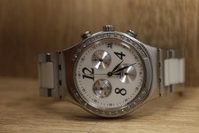Usado, Relógio cronógrafo Swatch Irony aço branco AG 2008 nova bateria feminino 6,75" comprar usado  Enviando para Brazil