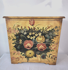 Usado, Armário de mesa vintage de madeira pintado floral baú de 4 gavetas forradas de feltro comprar usado  Enviando para Brazil