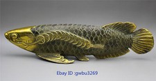 Vintage Original China Bronze Peixe Dourado Dinheiro Esculpido à Mão Estátua Arowana 20438 comprar usado  Enviando para Brazil