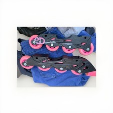 Usado, Rodas de skate Roller Derby lâmina de rolo em linha - Conjunto de 8 com parada de dedo do pé e rolamentos comprar usado  Enviando para Brazil