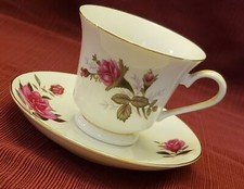 Xícara de chá vintage rosa vermelha sem assinatura feita na China com detalhes dourados xícara de chá e pires comprar usado  Enviando para Brazil