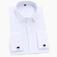 Camisa social masculina clássica francesa punhos sólida carcela coberta negócios formais comprar usado  Enviando para Brazil