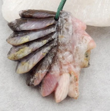Pingente de pedra preciosa cabeça de índio opala rosa esculpida comprar usado  Enviando para Brazil