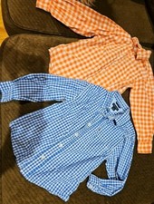 Usado, Bandeira masculina Tommy Hilfiger manga longa botão azul e laranja xadrez tamanho 4 meninos comprar usado  Enviando para Brazil
