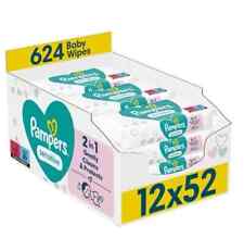 Używany, Pampers Sensitive chusteczki dla niemowląt – 52 szt. (12-pak) | Delikatne i hipoalergiczne na sprzedaż  Wysyłka do Poland