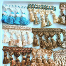 Borlas e franjas peças de projeto de artesanato. 42 peças sortidas de bege dourado azul, usado comprar usado  Enviando para Brazil