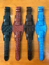 Pulseira de relógio de couro de jacaré de crocodilo genuíno 18 mm/24 mm, usado comprar usado  Enviando para Brazil