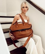 Alexel Jolie Bolsa de Couro Grande Itália com Zíper, Bolsa de Ombro de Couro Granulado, Lady Fa comprar usado  Enviando para Brazil