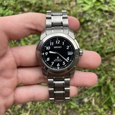 Seiko B Brights 5J22-0D40 relógio automático relé cinético mostrador preto titânio 38 mm comprar usado  Enviando para Brazil
