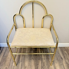 Usado, Banqueta vintage estilo anos 80 dourada metal com assento acolchoado marfim comprar usado  Enviando para Brazil