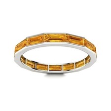 Usado, Conjunto de canais de citrino baguete 4x2mm anel banda Eternity com banhado a ródio comprar usado  Enviando para Brazil