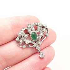 Broche antigo de prata maciça crisoprásio pasta de diamante gota pendurada Art Nouveau comprar usado  Enviando para Brazil
