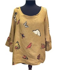 Blusa Viola Borghi Feita na Itália 100% Linho Borboleta Tamanho G Boho Cottagecore comprar usado  Enviando para Brazil