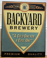 Usado, Placa de cervejaria de quintal Hallmark para decoração de caverna masculina 8x10 polegadas cerveja churrasqueira metal comprar usado  Enviando para Brazil