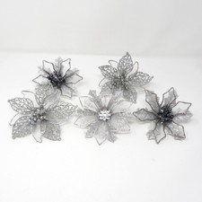 Silver poinsettia clip for sale  Seguin