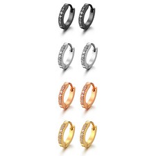 2 peças brincos de argola articulada Huggie pequenos incrustados de aço inoxidável CZ masculinos femininos comprar usado  Enviando para Brazil