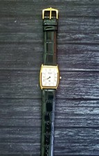 Usado, RARO Vintage Masculino Slim Tank Barrel Relógio Branco Dourado Novo Mvt & Batt-Dial mod comprar usado  Enviando para Brazil
