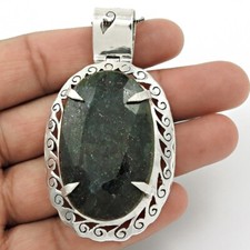 Pingente elegante moldura de esposa prata esterlina 925 pedra preciosa esmeralda nascimento maio oval comprar usado  Enviando para Brazil