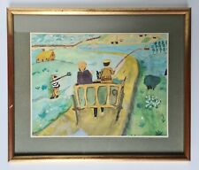 Tableau naïf aquarelle d'occasion  Matour
