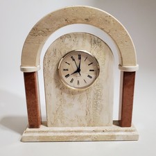 Usado, MCM Travertino Mármore Wellgain Relógio de Mesa Art Deco Modernista Arco Excelente Estado Usado comprar usado  Enviando para Brazil