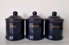 tea coffee sugar canisters blue for sale tea coffee sugar canisters blue for sale BRADFORD
