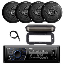 Rádio Bluetooth Pyle Marine, Capa, Alto-falantes de Barco 4x 8"" 320W, Antena (Preto), usado comprar usado  Enviando para Brazil