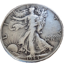 Moeda de prata Walking Liberty 1/2 meio dólar 1944 P Filadélfia em perfeito estado 50C KM#142, usado comprar usado  Enviando para Brazil