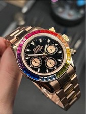 Cronógrafo Seiko Custom Mod Daytona ouro rosa pedra preciosa arco-íris VK63 comprar usado  Enviando para Brazil